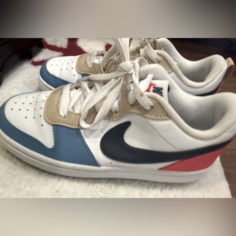 Nike White and Gray Youth Lace-Up Sneakers